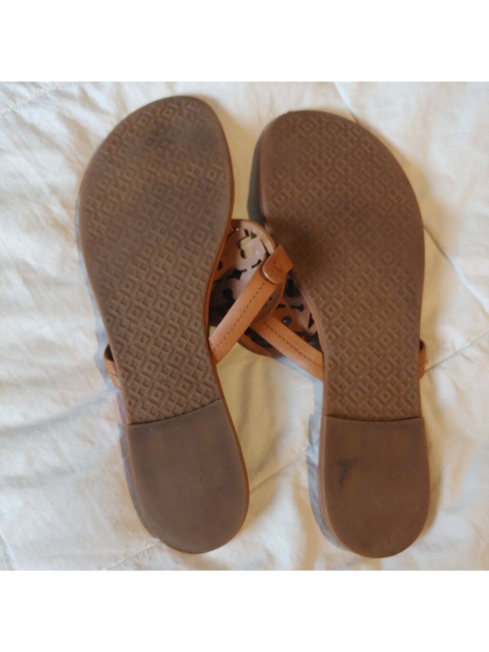 Tory Burch Miller Crystal Logo Sandals Leather Thong Rhinestone Medallion 11 - Picture 6 of 13